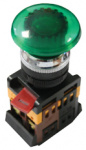 Кнопка ЭКФ AELA-22 "Грибок" зеленая с подсветкой NO+NC 220В